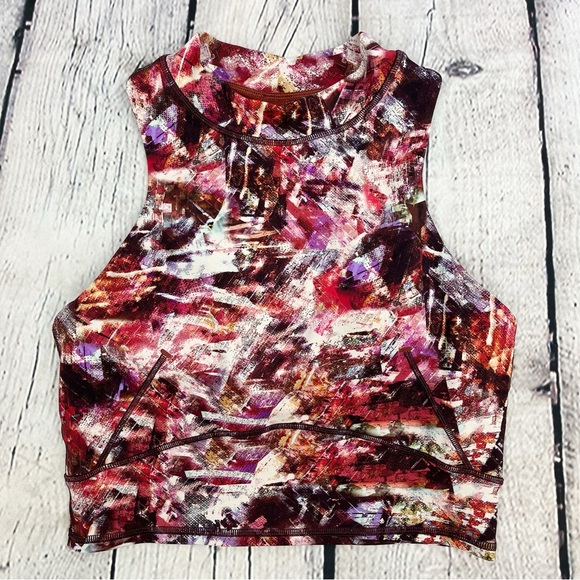 Lululemon Everlux and Mesh Cropped Tank Urbantricity Multi/Dark Terracotta Sz 6 - Picture 4 of 14